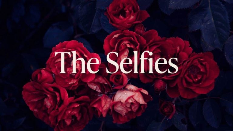 Stylized background with words The Selfies overlayed