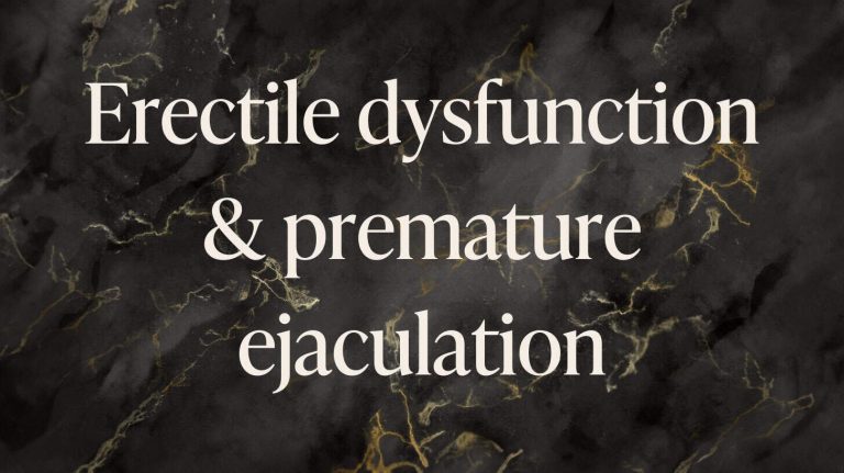 Stylized background with words erectile dysfunction & premature ejaculation overlayed