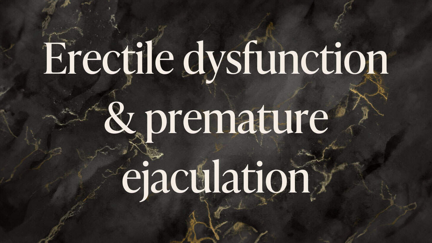 Stylized background with words erectile dysfunction & premature ejaculation overlayed